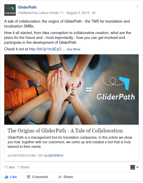 GliderPath Facebook business page post